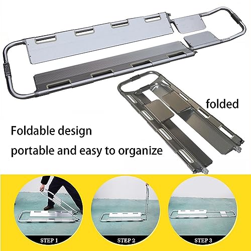 Aluminum Alloy Folding Stretcher, Emerncy Spine Board with Safe Str - Lightweight Mcal Stretcher for First Aid & Trauma Response