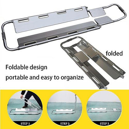 Aluminum Alloy Folding Stretcher, Emerncy Spine Board with Safe Str - Lightweight Mcal Stretcher for First Aid & Trauma Response