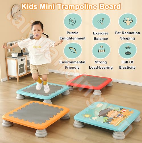 Sensory Trampoline for Autism Kids Indoor, 25 Inch Square Leaps and Rebounds Trampoline, Bouncing Board with Non-Slip Base, Mini Trampolines Bounce Board Jumping Toys, Max Loaded 165 lbs - color: Blue