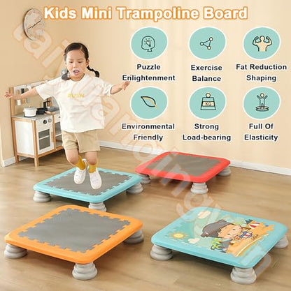 Sensory Trampoline for Autism Kids Indoor, 25 Inch Square Leaps and Rebounds Trampoline, Bouncing Board with Non-Slip Base, Mini Trampolines Bounce Board Jumping Toys, Max Loaded 165 lbs - color: Blue