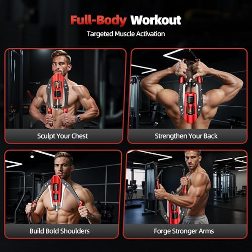 EAST MOUNT Twister Arm Exerciser - Adjustable 22-440lbs Hydraulic Power, Home Chest Expander, Shoulder Muscle Training Fitness Equipment, Arm Enhanced Exercise Strengthener - color: Black&Red