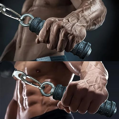 Ergonomic Tricep Rope Pulldown Attachments, Upgraded 27 32 40 & 47 Inch Extra Long Triceps Rope Cable Attachments for Gym, LAT Pull Down Bar for Cable Machine, Tricep Workout Cable Attachments - color: SINGLE HANDLE-1
