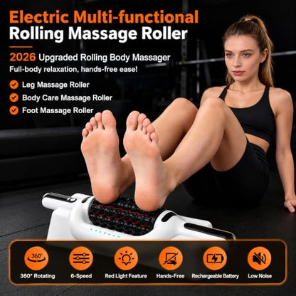 Electric Rolling Percussive Massager with Redlight for full body relaxation - color: Cream