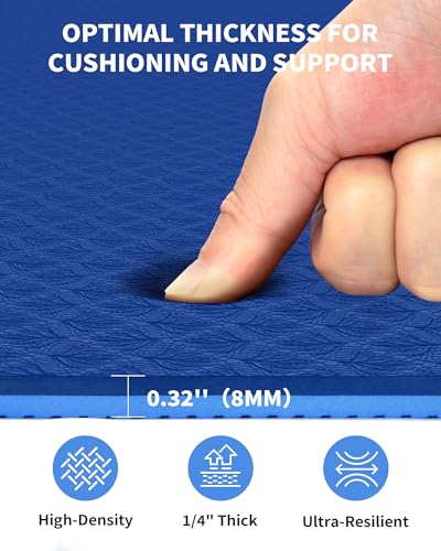 CAMBIVO Yoga Mat 72" x 48" Large Workout Mat for Home Gym Flooring | 6mm-12mm (0.24"-0.48") Extra Thick Exercise Mat for Apartment Fitness | High-Density TPE Cushioning for Joint Protection