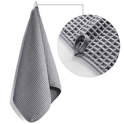 POLYTE 430 GSM Poly Blend Microfiber Quick Dry Waffle Hand Towel, 16x30 in - color: Gray