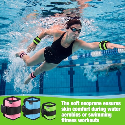 3 Pairs Ankle Weights for Men Women 0.5lb/1lb/1.5lb Adjustable Swimming Ankle Wrist Weights Bands Set for Pool Aqua Cuffs Aerobics Fitness Jogging Walking Running Yoga