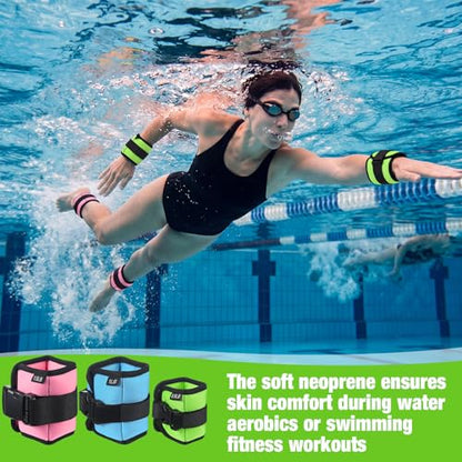 3 Pairs Ankle Weights for Men Women 0.5lb/1lb/1.5lb Adjustable Swimming Ankle Wrist Weights Bands Set for Pool Aqua Cuffs Aerobics Fitness Jogging Walking Running Yoga