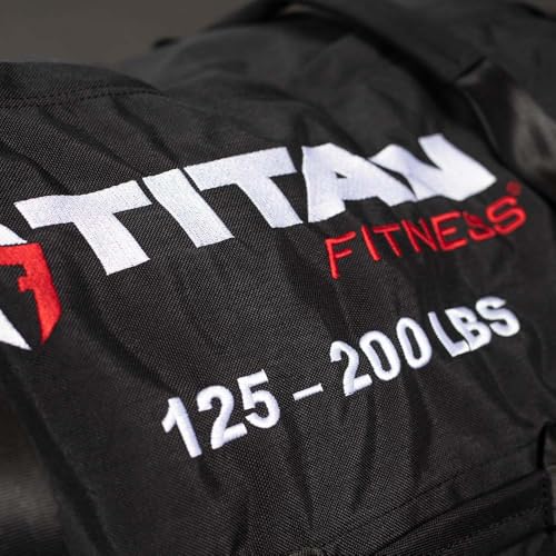 Titan Fitness 125-200 LB PRO Strongman Sandbags, Double Layer, 1050D Cordura, Black, Carry Home Gym Training