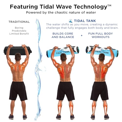 Tidal Tank Tube - The Original Aqua Bag - Water Weight Bag up to 79 lbs - Adjustable Workout Sand Bags Weights Alternative - Portable Sandbag Fitness Equipment Set, Home Exercise Gym - Including App - color: Classic: max. 49 lb