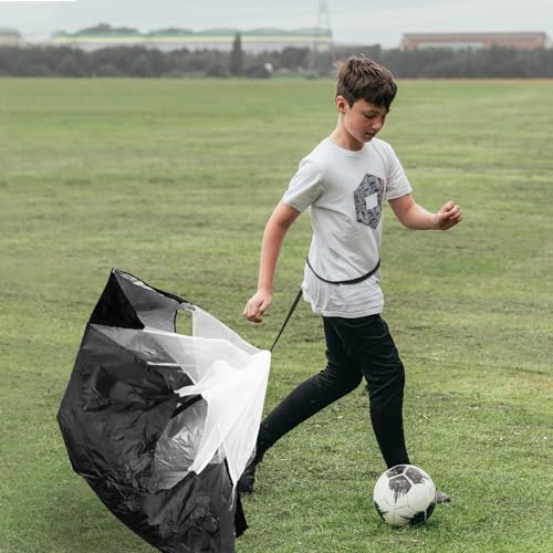 Toddmomy Resistance Sprint Parachute Training Equipment for Running Performance and Power, Dual Black Drag Chute with Adjustable Straps for Soccer and Sprint Training