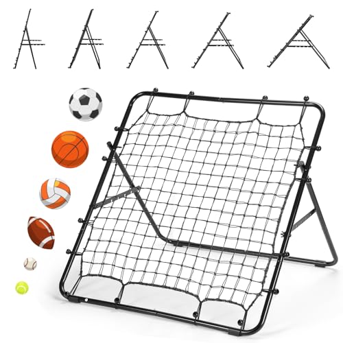 LIANTRAL Baseball Rebounder Net, Adjustable Bounce Back Trainer for Soccer, Softball, Portable Folding Rebounder for Passing & Shooting Practice, Soccer Bounce Back net Net for Kids, Black