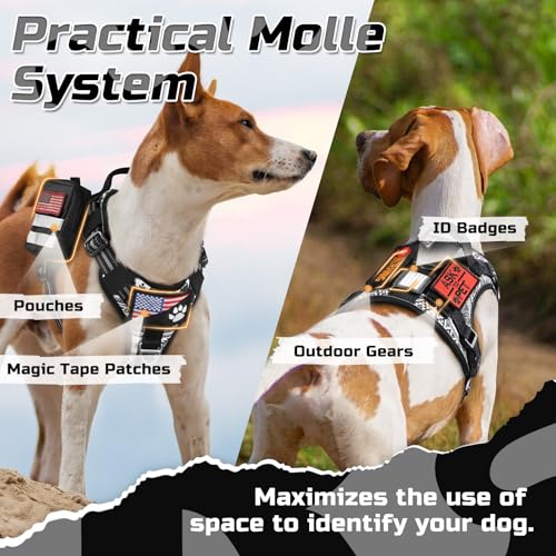 rabbitgoo Tactical Dog Harness for X-Large, No Pull Military Service Vest - color: B&W Geometric, size: X-Large