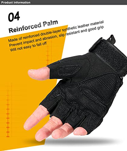 Outdoor Men's Knuckle Protection Workout Training Fingerless Gloves