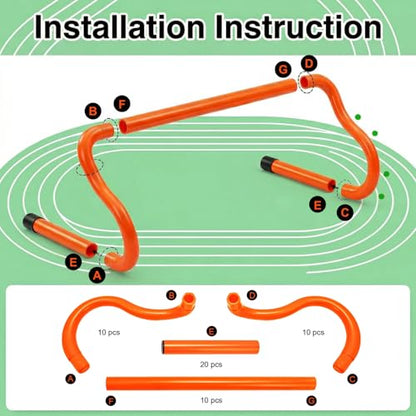 10 Pack 9" Agility Hurdles, Plastic Speed Agility Training Hurdle, Detachable Sturdy Plyometric Hurdles, Training Equipment Set with Carry Bag for Football, Soccer, Basketball, Athletes