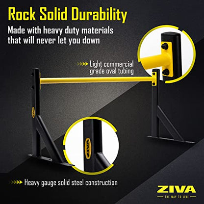 Ziva Performance Multi-Grip Pull Up Bar - Wall Mounted Pullup Bar 53.14 x 19.68 x 18.89 Inches - Made With Heavy Gauge Solid Steel - Wide Grip, Non-Slip, and Durable- Weight Capacity 330 Lbs.