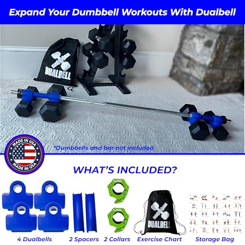 Dumbbell Converter- for 1" bars Superset Dumbbell to Barbell Adapters- hold up to 500lbs- Converts dumbbells for use on 1" diameter barbell - color: Blue Superset w/green weight collars (for standard 1" bar)