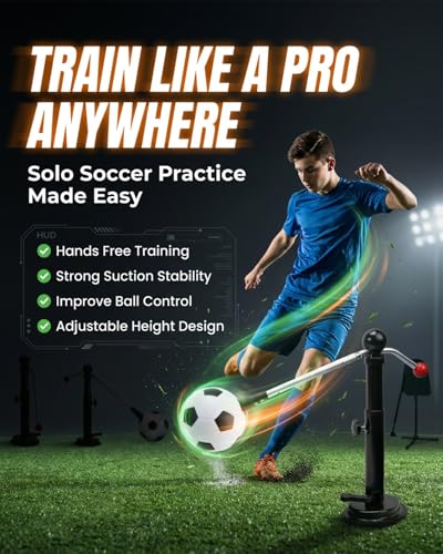 360 Soccer Trainer Solo Practice Equipment Adjustable Waist Belt Elastic Cord Ball Control Dribbling Passing Shooting Touch Training Aid Youth Kids Teens Adults
