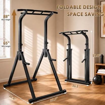 Pull Up Bar, Multifunction Power Tower Dip Bar Station Home Gym Strength Training Workout Equipment for Pull-up Push-up Dips