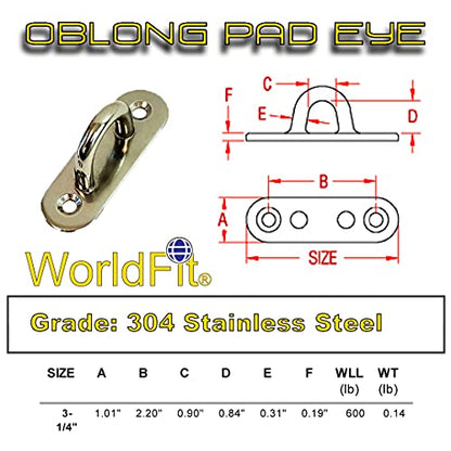WorldFit Stainless Steel Eye Pad Anchor Mount with Carabiner - 600 Pound Working Weight