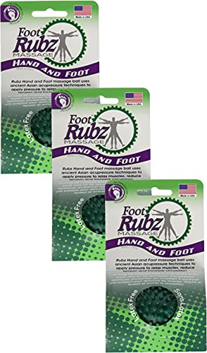 Due North Industrial Foot Rubz Foot Hand & Back Massage Ball, Relief from Plantar Fasciitis, Green (3 Pack)