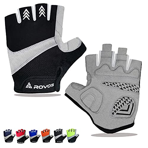 Men & Women Cycling Gloves - 5mm Padded Half Finger Breathable Mountain & Road Biking Gloves - color: Black, size: Small