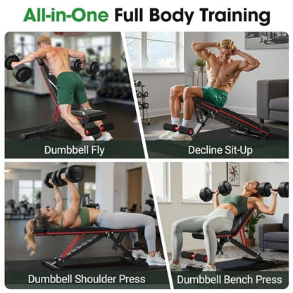 FLYBIRD Adjustable Weight Bench, Full Body Workout Bench for Home Gym - size: XL