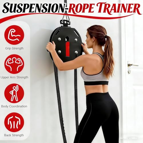 Endless Rope Trainer, Portable Cable Pulley System,Adjustable Tricep Rope Equipment | 330lb Load Capacity, 30kg Max Resistance for Full Body Workout & Strength Training - color: Black