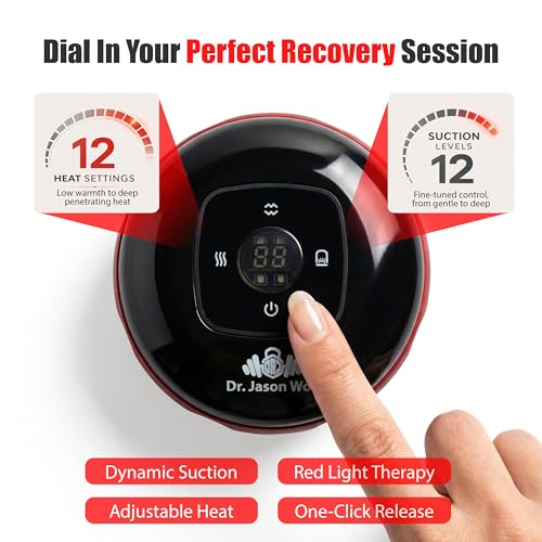 10-Min Daily Recovery System – Cupping Therapy Set w/ Electric Cupping Machine, 6" Massage Wheel & Peanut Ball – Deep Tissue Massage Tools for Back Pain Relief, Red Light Function, Muscle Recovery