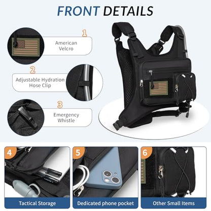Running Vest,Lightweight Adjustable Chest Pack with Pistol Holster, Pack with 1.5L Water Bladder, Reflective Running Hydration Vest