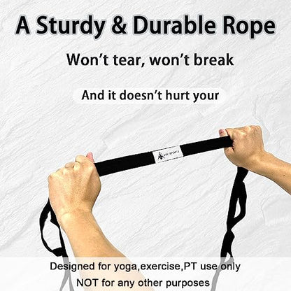 Stretching Strap Yoga Strap with Loops, Stretch Straps for Physical Therapy, Non-Elastic Exercise Strap for Pilates, Dance and Gymnastics with Workout Guide