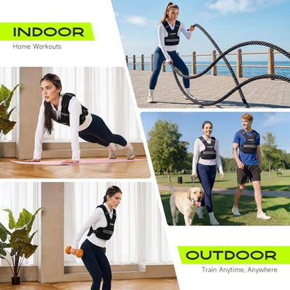 Weighted Vest, 8-14lb/9-15lb/11-20lb/20-32lb Silicone Soft Iron Adjustable Weight Vest for Women Men with 6 Removable Blocks, Shoulder & Waist Adjustable Workout Vest for Training Walking Yoga - size: 11-20lbs