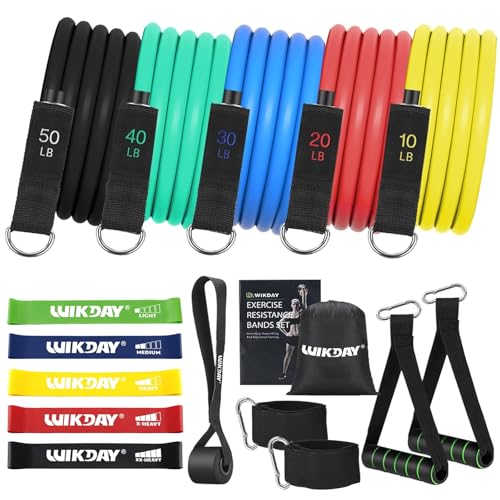 Exercise Resistance Bands with Handles for Working Out Workout Bands Set with Door Anchor for Physical Therapy, Yoga, Pilates - color: Multicolor, size: Light (10-150lb & 5-40lb)