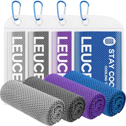 4 Pack Cooling Towels (40"x12"), Cooling Towels for Neck and Face, Gym Towel for Working Out, Soft Breathable Microfiber Ice Towel for Yoga Sport Running Golf