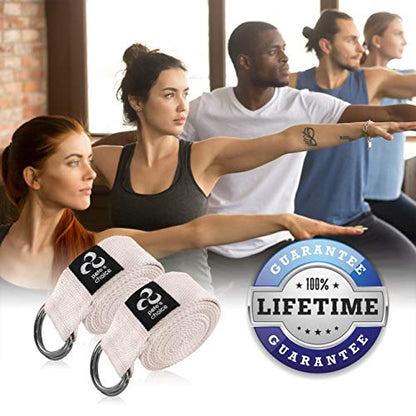 Stretching Straps and Yoga Blocks - Yoga Beginner Kit for Pilates & Gym - style: 2 Pack, 8ft