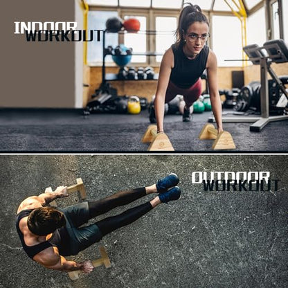 2 PCS Wood Push Up Bars Stands with Non-Slip Base, Supports Aerobics and Upper Body Strength Training for Men and Women, Joint-friendly Beech Wood Home Fitness Equipment
