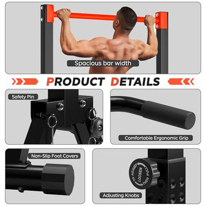 SogesHome Foldable Power Tower Dip Stand Pull Up Bar for Home Gym Exercise - color: Black Red