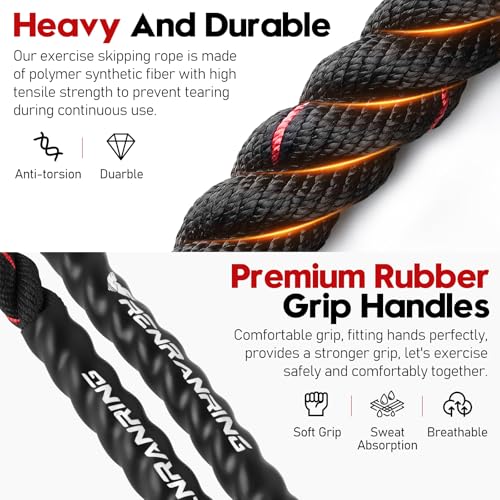 Weighted Jump Rope for Men and Women, 3lb 4lb 5lb Adult Heavy Skipping Rope, Jumprope for Fitness,Workout Equipment, Fitness Equipment for Home Gym Exercise,Improve Strength and Building Muscle - style: 3lb