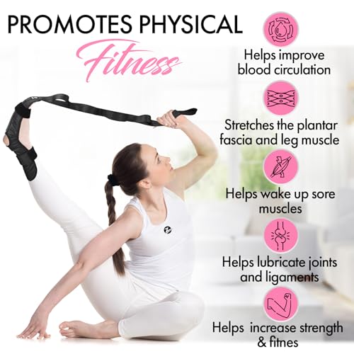 Stretch Strap with Loops for Foot and Calf - Ideal for Physical Therapy, Achilles Tendonitis Relief, and Plantar Fasciitis - Perfect for Yoga, Gymnastics, and Flexibility Training