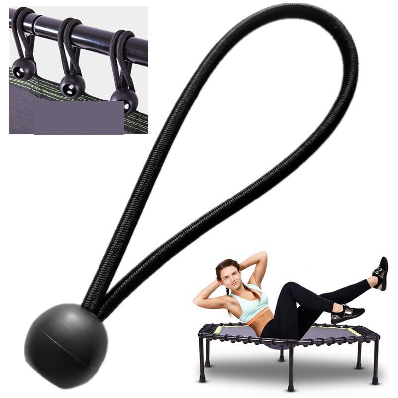 4 Pack Rebounder Trampoline Bungee Cords Replacement 6 Inch Bungee Balls Black Ball Bungee Elastic Straps for 40"/48" Mini Rebounder Trampoline Mini Trampoline Foldable Fitness Trampoline