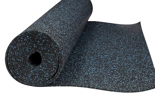 Playsafer Genaflex Rubber Gym Floor Mat, Heavy Duty Commercial Protective Gym Flooring Roll - 8mm Thick (10% Blue, 4' X 10') - color: 10% Blue, size: 120"L x 48"W x 0.3"Th