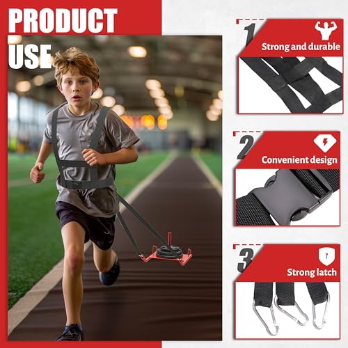 ECOTRIC Power Speed Sled & Harness Weighted Drag Sport Running Football Train Fit for 1-2 Inch Plates