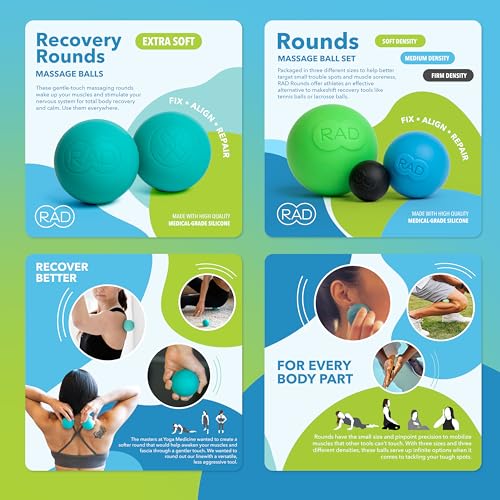 RAD Yoga Bundle for Myofascial Release, Muscle Recovery, & Relaxation – Includes Multi-Use Yoga Block, Neuro Ball Foot Roller, Peanut & Massage Balls in Multiple Sizes & Densities