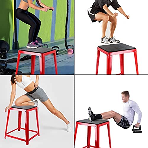Plyometric Platform Boxes Fitness Steel Plyo Box Exercise Jump Box Step Up Plyometrics Box Jumping Agility Box For Exercise Fit Training Conditioning - color: 24'' Red