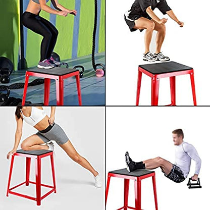 Plyometric Platform Boxes Fitness Steel Plyo Box Exercise Jump Box Step Up Plyometrics Box Jumping Agility Box For Exercise Fit Training Conditioning - color: 18'' Red