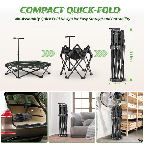 East Mount 42" Folding Fitness Trampoline for Adults, Foldable Mini Trampoline with Handle, Exercise Rebounder, Small Trampoline for Adults, Max Load 440lbs, for Indoor Garden Workout’