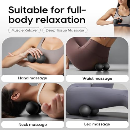Hard Peanut Massage Ball - Dual Lacrosse Ball for Myofascial Release,Yoga & Deep Tissue Massage,Plantar Fasciitis and Acupoint Pressure Relief - Muscle Relaxer