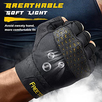 FREETOO Workout Gloves for Men, Weight Lifting Gloves with Full Palm Protection, Ultra Ventilated, Cushion Pads and Silicone Grip - size: Small