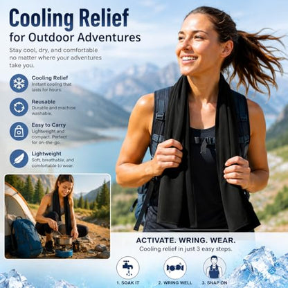 Black Cooling Towel for Neck and Face, 43.3 x 15.7 in - color: Black