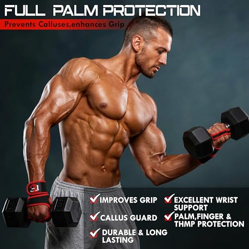 Weight Lifting Gloves with Wrist Wrap Support for Men & Women, Workout Gloves for Gym Training, Full Palm Protection, Anti-Slip Grip, Fitness Gloves for Weightlifting, Pull Ups & Strength Training - size: X-Large