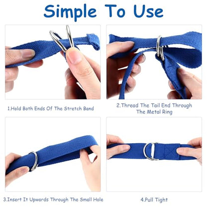 Stretching Strap Yoga Strap with Loops Stretch Straps for Physical Therapy Non Elastic Exercise Strap for Pilates Dance and Gymnastics - color: Blue